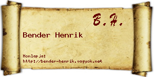 Bender Henrik névjegykártya